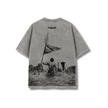 Grey Acid Wash War Theme T-Shirt